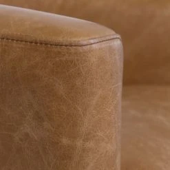 Now’s Home Fauteuils Fauteuil En Cuir De Vache Noisette -Fauteuils, poufs et repose-pieds Soldes fauteuil en cuir de vache noisette 5