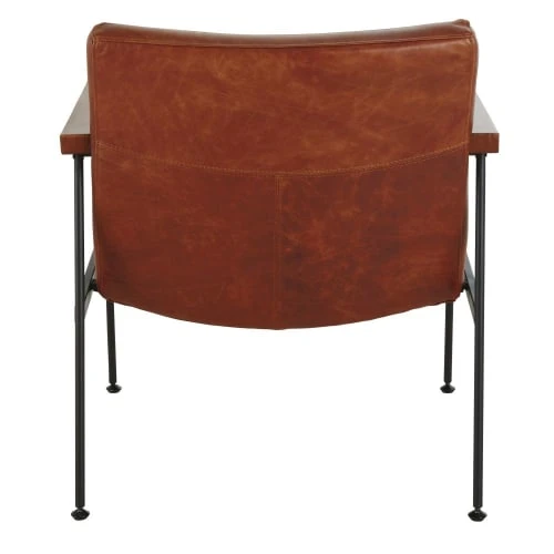 Maisons Du Monde Fauteuils Fauteuil En Cuir De Vachette Marron Vieilli 3 Maisons Du Monde Fauteuils Fauteuil En Cuir De Vachette Marron Vieilli – Image 3