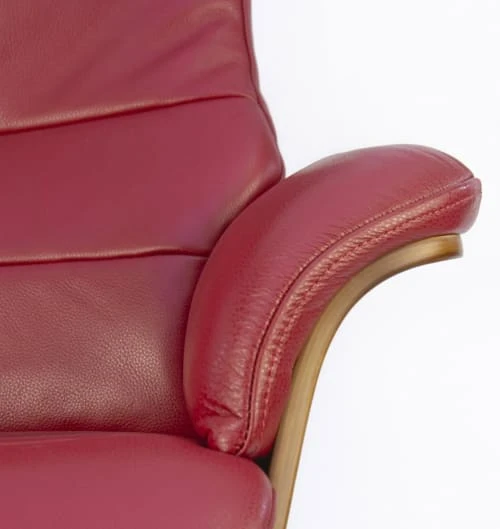 My New Design Fauteuils Fauteuil En Cuir Et Bois Chêne Naturel - Cuir Rouge 5 My New Design Fauteuils Fauteuil En Cuir Et Bois Chêne Naturel - Cuir Rouge – Image 5