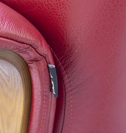 My New Design Fauteuils Fauteuil En Cuir Et Bois Chêne Naturel - Cuir Rouge 6 My New Design Fauteuils Fauteuil En Cuir Et Bois Chêne Naturel - Cuir Rouge – Image 6