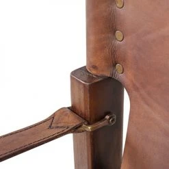 MOYCOR Fauteuils Fauteuil En Cuir Et Bois Marron -Fauteuils, poufs et repose-pieds Soldes fauteuil en cuir et bois marron 2