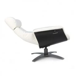 My New Design Fauteuils Fauteuil En Cuir Et Bois Noir - Cuir Blanc -Fauteuils, poufs et repose-pieds Soldes fauteuil en cuir et bois noir cuir blanc 3