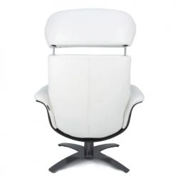 My New Design Fauteuils Fauteuil En Cuir Et Bois Noir - Cuir Blanc -Fauteuils, poufs et repose-pieds Soldes fauteuil en cuir et bois noir cuir blanc 5