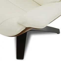 My New Design Fauteuils Fauteuil En Cuir Et Chêne Naturel - Cuir Blanc -Fauteuils, poufs et repose-pieds Soldes fauteuil en cuir et chene naturel cuir blanc 2