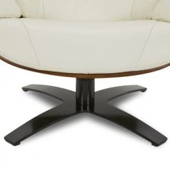 My New Design Fauteuils Fauteuil En Cuir Et Chêne Naturel - Cuir Blanc -Fauteuils, poufs et repose-pieds Soldes fauteuil en cuir et chene naturel cuir blanc 4