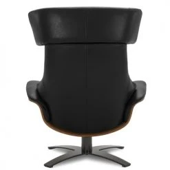 My New Design Fauteuils Fauteuil En Cuir Et Chêne Naturel - Cuir Noir -Fauteuils, poufs et repose-pieds Soldes fauteuil en cuir et chene naturel cuir noir 2