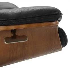 My New Design Fauteuils Fauteuil En Cuir Et Chêne Naturel - Cuir Noir -Fauteuils, poufs et repose-pieds Soldes fauteuil en cuir et chene naturel cuir noir 3