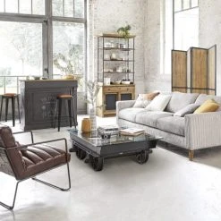 Maisons Du Monde Fauteuils Fauteuil En Cuir Marron -Fauteuils, poufs et repose-pieds Soldes fauteuil en cuir marron 1000 11 30 155748 15