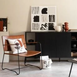 Maisons Du Monde Fauteuils Fauteuil En Cuir Marron -Fauteuils, poufs et repose-pieds Soldes fauteuil en cuir marron 1000 2 10 199106 9