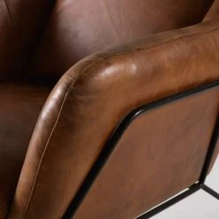 Maisons Du Monde Fauteuils Fauteuil En Cuir Marron -Fauteuils, poufs et repose-pieds Soldes fauteuil en cuir marron 1000 6 1 175973 3