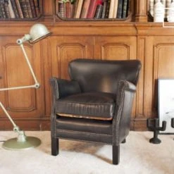 PIB Fauteuils Fauteuil En Cuir Marron -Fauteuils, poufs et repose-pieds Soldes fauteuil en cuir marron 2