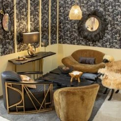 Now’s Home Fauteuils Fauteuil En Cuir Matelassé Noir Structure En Inox Cuivré -Fauteuils, poufs et repose-pieds Soldes fauteuil en cuir matelasse noir structure en inox cuivre 3