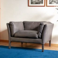 PIB Fauteuils Fauteuil En Cuir Pleine Fleur Gris -Fauteuils, poufs et repose-pieds Soldes fauteuil en cuir pleine fleur gris 2