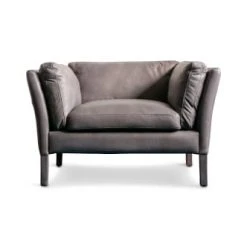 PIB Fauteuils Fauteuil En Cuir Pleine Fleur Gris