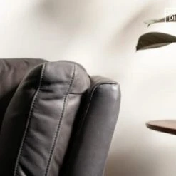 PIB Fauteuils Fauteuil En Cuir Pleine Fleur Gris -Fauteuils, poufs et repose-pieds Soldes fauteuil en cuir pleine fleur gris 3