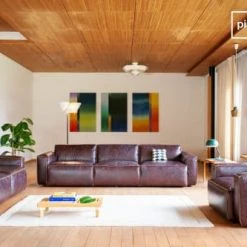 PIB Fauteuils Fauteuil En Cuir Pleine Fleur Rouge Marsala -Fauteuils, poufs et repose-pieds Soldes fauteuil en cuir pleine fleur rouge marsala 3