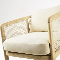 Maisons Du Monde Fauteuils Fauteuil En Frêne Avec Coussins En Coton Beige -Fauteuils, poufs et repose-pieds Soldes fauteuil en frene avec coussins en coton beige 1000 3 21 210310 4