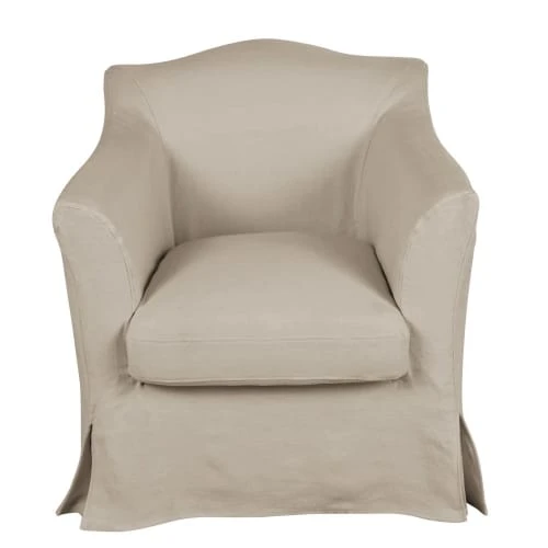 Maisons Du Monde Fauteuils Fauteuil En Lin Froissé Beige 1 Maisons Du Monde Fauteuils Fauteuil En Lin Froissé Beige