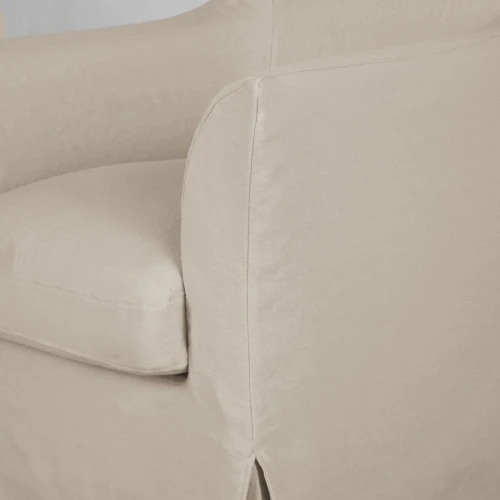Maisons Du Monde Fauteuils Fauteuil En Lin Froissé Beige 3 Maisons Du Monde Fauteuils Fauteuil En Lin Froissé Beige – Image 3