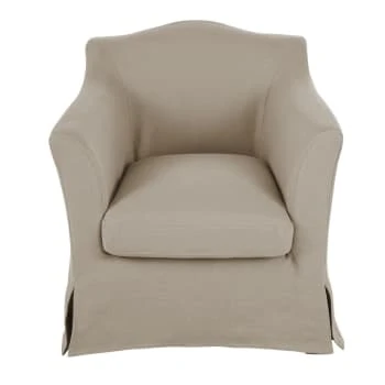 Maisons Du Monde Fauteuils Fauteuil En Lin Froissé Blanc 5 Maisons Du Monde Fauteuils Fauteuil En Lin Froissé Blanc – Image 5
