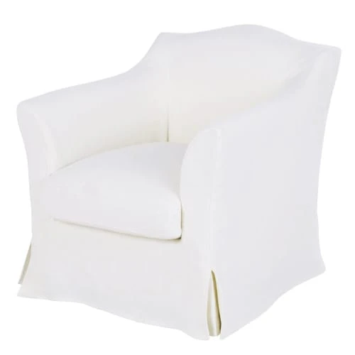 Maisons Du Monde Fauteuils Fauteuil En Lin Froissé Blanc 2 Maisons Du Monde Fauteuils Fauteuil En Lin Froissé Blanc – Image 2