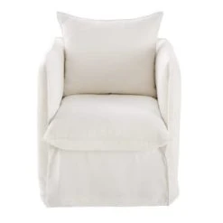 Maisons Du Monde Fauteuils Fauteuil En Lin Supérieur Blanc -Fauteuils, poufs et repose-pieds Soldes fauteuil en lin froisse blanc louvain 1000 0 29 201093 1 3
