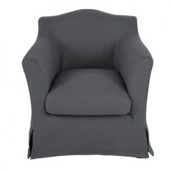 Maisons Du Monde Fauteuils Fauteuil En Lin Froissé Gris Anthracite