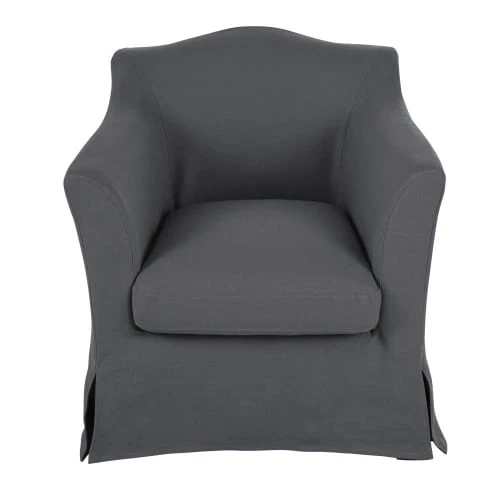 Maisons Du Monde Fauteuils Fauteuil En Lin Froissé Gris Anthracite 1 Maisons Du Monde Fauteuils Fauteuil En Lin Froissé Gris Anthracite