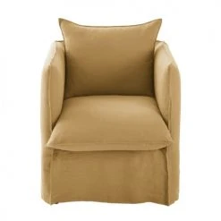 Maisons Du Monde Fauteuils Fauteuil En Lin Froissé Ocre
