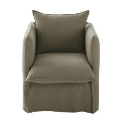 Maisons Du Monde Fauteuils Fauteuil En Lin Supérieur Blanc -Fauteuils, poufs et repose-pieds Soldes fauteuil en lin froisse vert kaki louvain 1000 12 29 201462 1 2