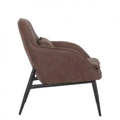 MOYCOR Fauteuils Fauteuil En Métal Noir Et Similicuir Marron -Fauteuils, poufs et repose-pieds Soldes fauteuil en metal noir et similicuir marron 2