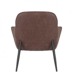 MOYCOR Fauteuils Fauteuil En Métal Noir Et Similicuir Marron -Fauteuils, poufs et repose-pieds Soldes fauteuil en metal noir et similicuir marron 3