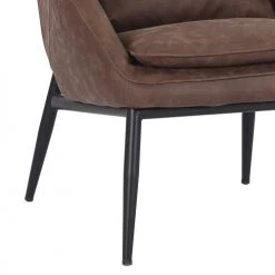 MOYCOR Fauteuils Fauteuil En Métal Noir Et Similicuir Marron -Fauteuils, poufs et repose-pieds Soldes fauteuil en metal noir et similicuir marron 5