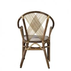 MOYCOR Fauteuils Fauteuil En Rotin Marron Et Polyester Beige -Fauteuils, poufs et repose-pieds Soldes fauteuil en rotin marron et polyester beige 2