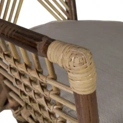 MOYCOR Fauteuils Fauteuil En Rotin Marron Et Polyester Beige -Fauteuils, poufs et repose-pieds Soldes fauteuil en rotin marron et polyester beige 3