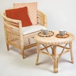 HYDILE Fauteuils Fauteuil En Rotin Naturel Et Pieds En Teck -Fauteuils, poufs et repose-pieds Soldes fauteuil en rotin naturel et pieds en teck 4