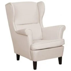 Beliani Fauteuils Fauteuil En Tissu Beige Clair