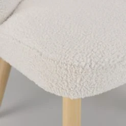 MACABANE Fauteuils Fauteuil En Tissu Bouclette Blanc Pieds En Bois -Fauteuils, poufs et repose-pieds Soldes fauteuil en tissu bouclette blanc pieds en bois 2