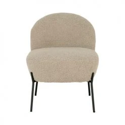 House Nordic Fauteuils Fauteuil En Tissu Bouclette Et Métal Sable -Fauteuils, poufs et repose-pieds Soldes fauteuil en tissu bouclette et metal sable 2