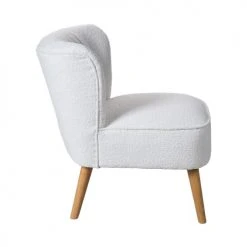 Drawer Fauteuils Fauteuil En Tissu Bouclette Pieds Bois Ecru -Fauteuils, poufs et repose-pieds Soldes fauteuil en tissu bouclette pieds bois ecru 3