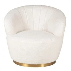 Zago Fauteuils Fauteuil En Tissu Effet Mohair Couleur Crème Pivotant