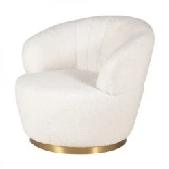 Zago Fauteuils Fauteuil En Tissu Effet Mohair Couleur Crème Pivotant -Fauteuils, poufs et repose-pieds Soldes fauteuil en tissu effet mohair couleur creme pivotant 3