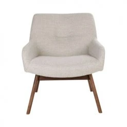 House Nordic Fauteuils Fauteuil En Tissu Et Pieds En Bois Naturel Ecru -Fauteuils, poufs et repose-pieds Soldes fauteuil en tissu et pieds en bois naturel ecru 2