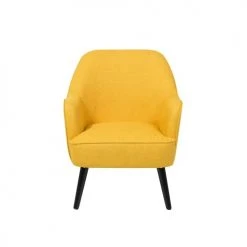 Beliani Fauteuils Fauteuil En Tissu Jaune -Fauteuils, poufs et repose-pieds Soldes fauteuil en tissu jaune 2