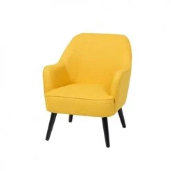 Beliani Fauteuils Fauteuil En Tissu Jaune -Fauteuils, poufs et repose-pieds Soldes fauteuil en tissu jaune 3