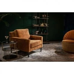 Dutchbone Fauteuils Fauteuil En Tissu Marron -Fauteuils, poufs et repose-pieds Soldes fauteuil en tissu marron 9