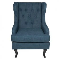 Beliani Fauteuils Fauteuil En Tissu Tapissé Bleu Foncé -Fauteuils, poufs et repose-pieds Soldes fauteuil en tissu tapisse bleu fonce 2