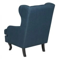 Beliani Fauteuils Fauteuil En Tissu Tapissé Bleu Foncé -Fauteuils, poufs et repose-pieds Soldes fauteuil en tissu tapisse bleu fonce 3