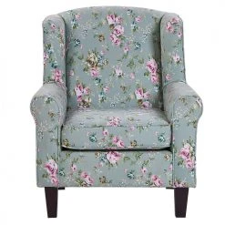 Beliani Fauteuils Fauteuil En Tissu Vert à Motif Floral Avec Repose-pieds -Fauteuils, poufs et repose-pieds Soldes fauteuil en tissu vert a motif floral avec repose pieds 2