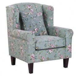 Beliani Fauteuils Fauteuil En Tissu Vert à Motif Floral Avec Repose-pieds -Fauteuils, poufs et repose-pieds Soldes fauteuil en tissu vert a motif floral avec repose pieds 3